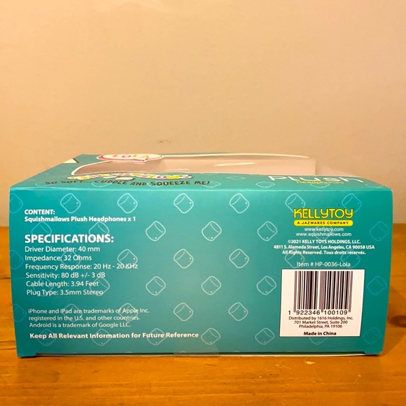 Squishmallows plush unicorn Lola headphones aux-in new in box - Picture 5 of 8